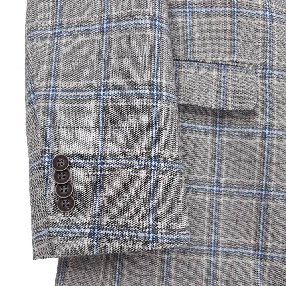Nautica Mens Modern Fit Sport Coat Blazer 40R Grey Blue Plaid Stretch NWT